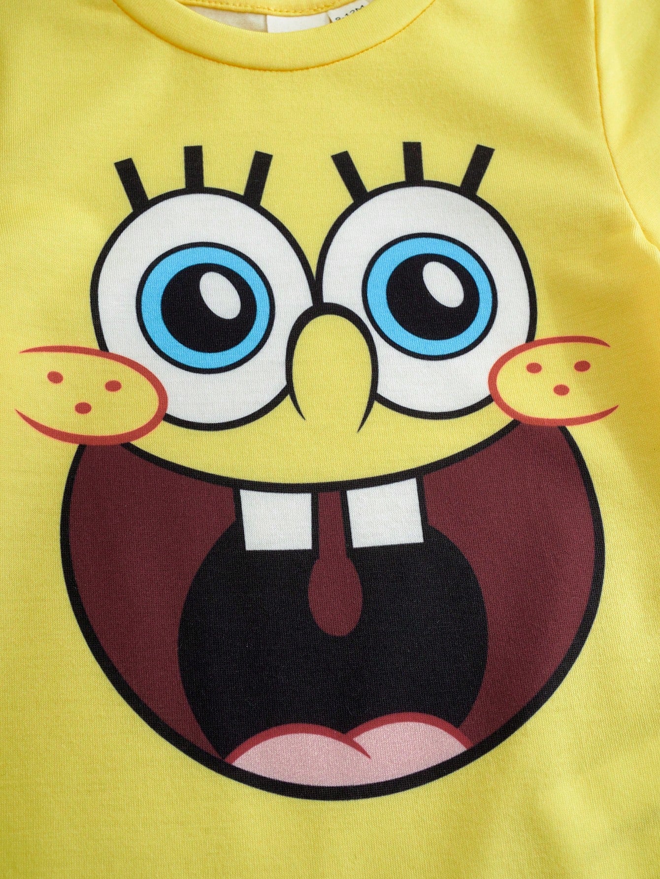 SpongeBob SquarePants| Baby Boy Casual Cute Cartoon Print Short Sleeve Romper Set, Summer