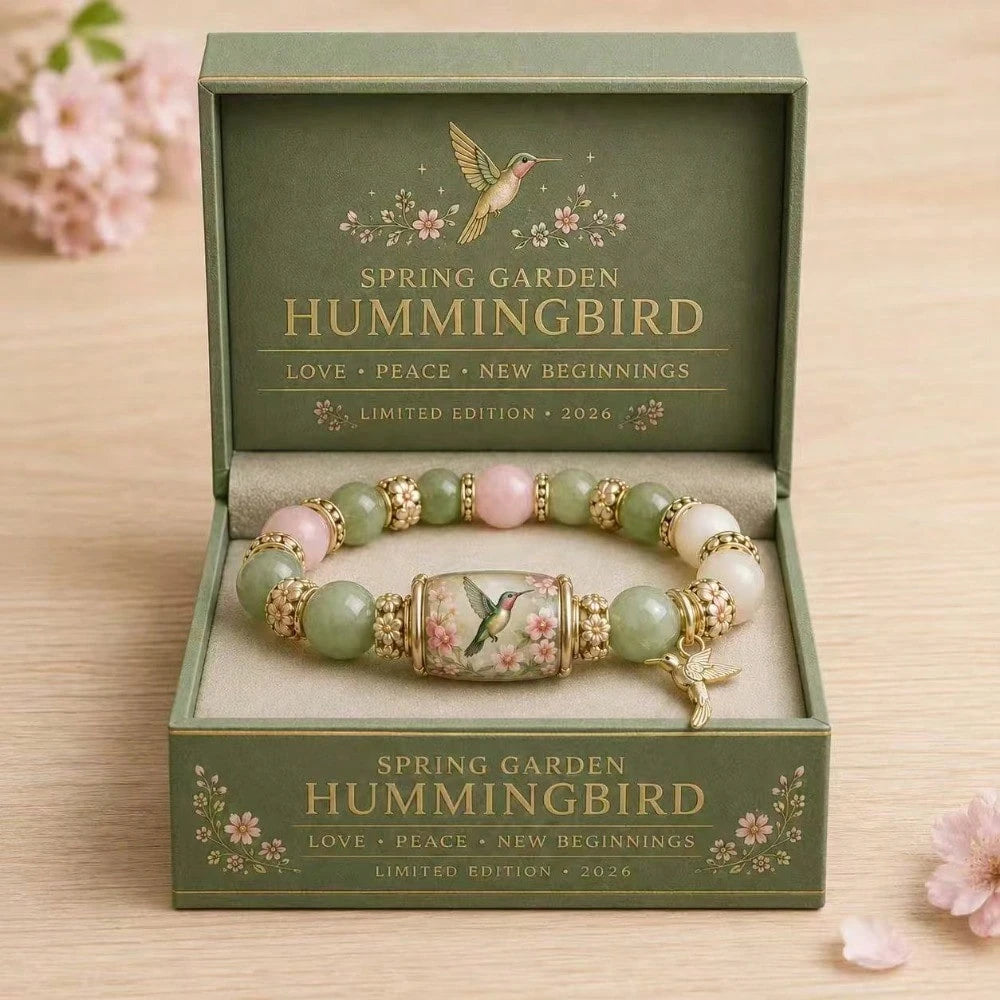 Spring Garden Hummingbird Beaded Bracelet Gift Set, Inspirational Charm Elastic Bracelet, Love And Peace Jewelry Gift