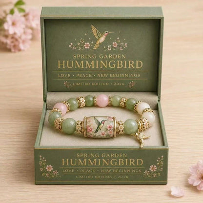 Spring Garden Hummingbird Beaded Bracelet Gift Set, Inspirational Charm Elastic Bracelet, Love And Peace Jewelry Gift