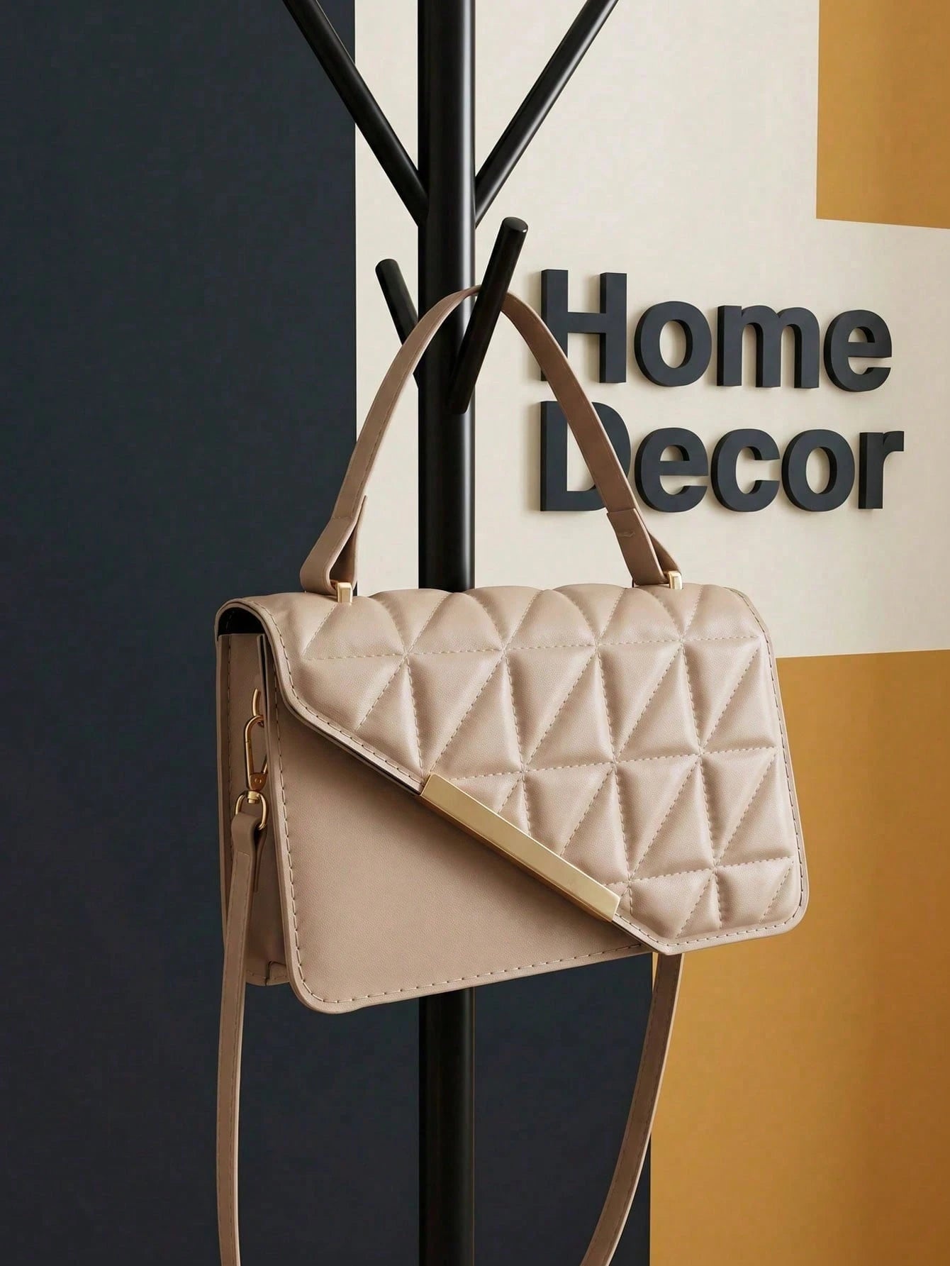 Square Crossbody Bag, Diamond Pattern Stitching And Thread Decoration, Sturdy Design Shoulder Bag, Wandering And Weekend Handbag