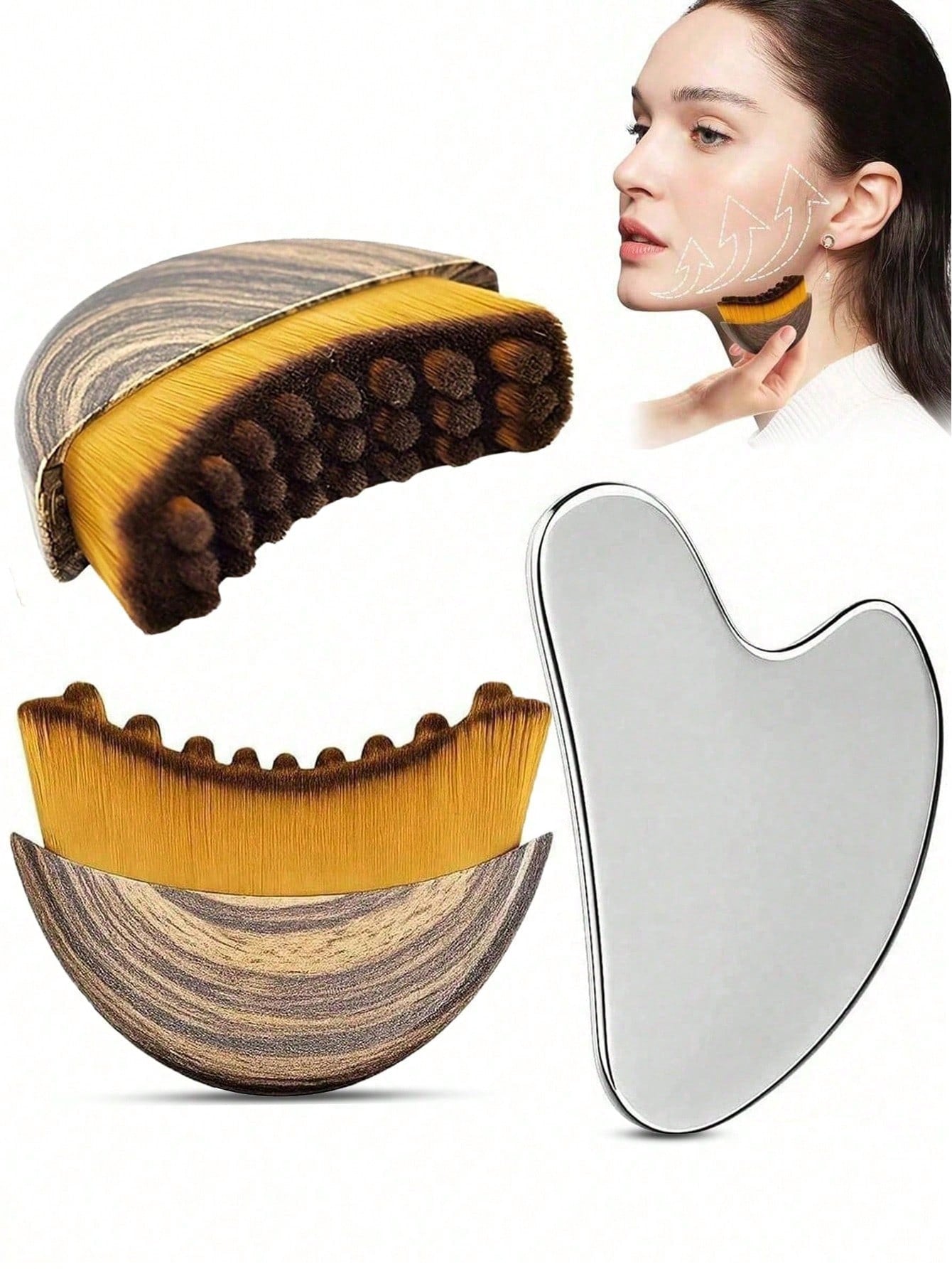 Stainless Steel Gua Sha Tool, Professional Metal Facial Massager For Face, Jawline, Neck Sculpting And Lymphatic Drainage