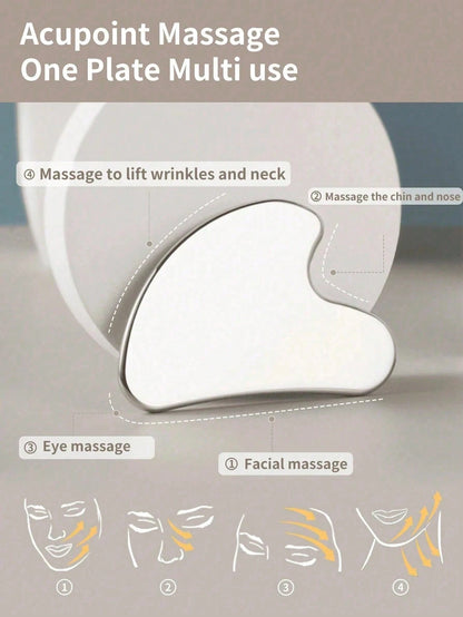 Stainless Steel Gua Sha Tool, Professional Metal Facial Massager For Face, Jawline, Neck Sculpting And Lymphatic Drainage