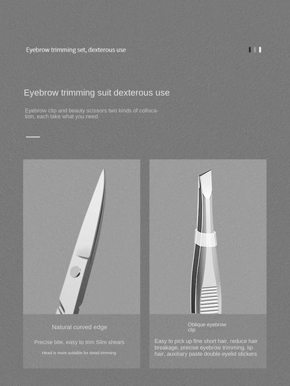 Stainless Steel Slanted Eyebrow Tweezers, Scissors, Trimmer Set For Eyebrow Shaping,Giveaways,Travel,Cheap Stuff,Travel Essential