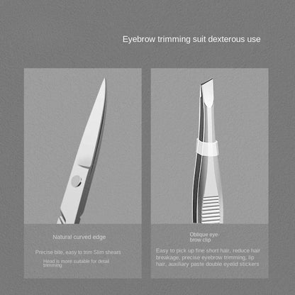 Stainless Steel Slanted Eyebrow Tweezers, Scissors, Trimmer Set For Eyebrow Shaping,Giveaways,Travel,Cheap Stuff,Travel Essential