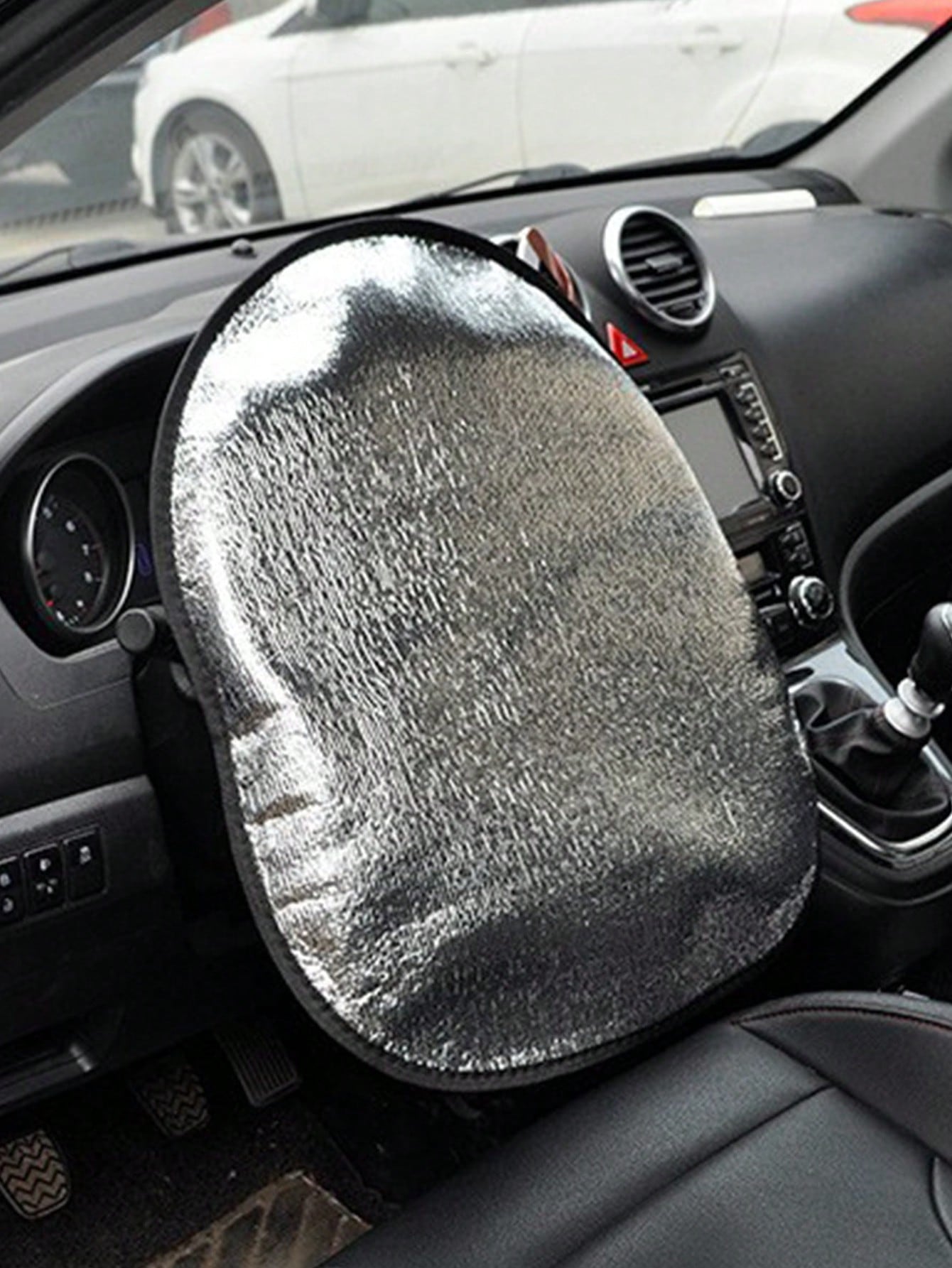 Steering Wheel Cover Sun Shade For Car, With Waterproof Car Seat Cover Protector, Foam Car Steering Wheel Sunshade, Foldable UV Protection Steering Wheel Cover, Car Seat Cover, Black Car Seat Cover, F
