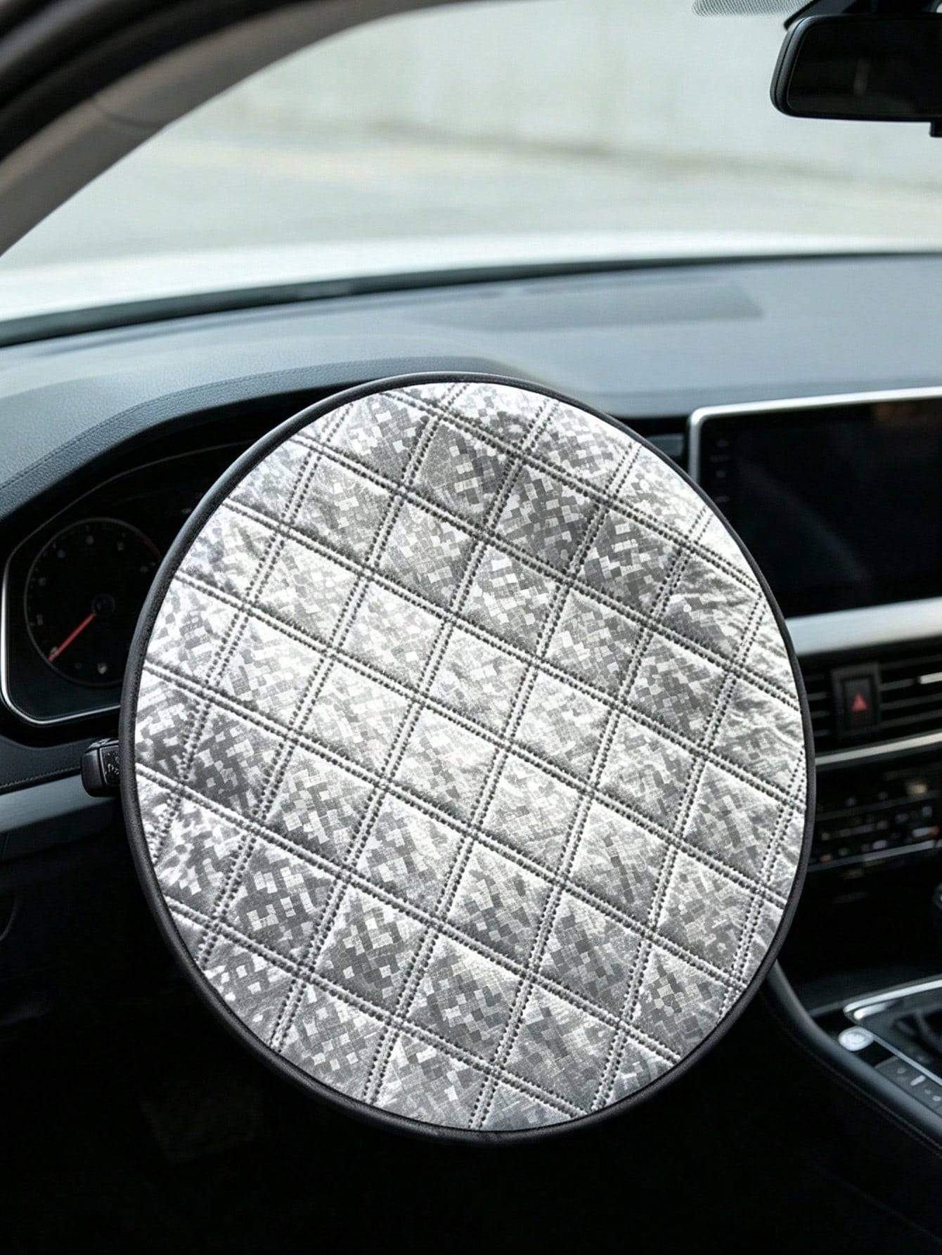 Steering Wheel Cover Sun Shade For Car, With Waterproof Car Seat Cover Protector, Foam Car Steering Wheel Sunshade, Foldable UV Protection Steering Wheel Cover, Car Seat Cover, Black Car Seat Cover, F