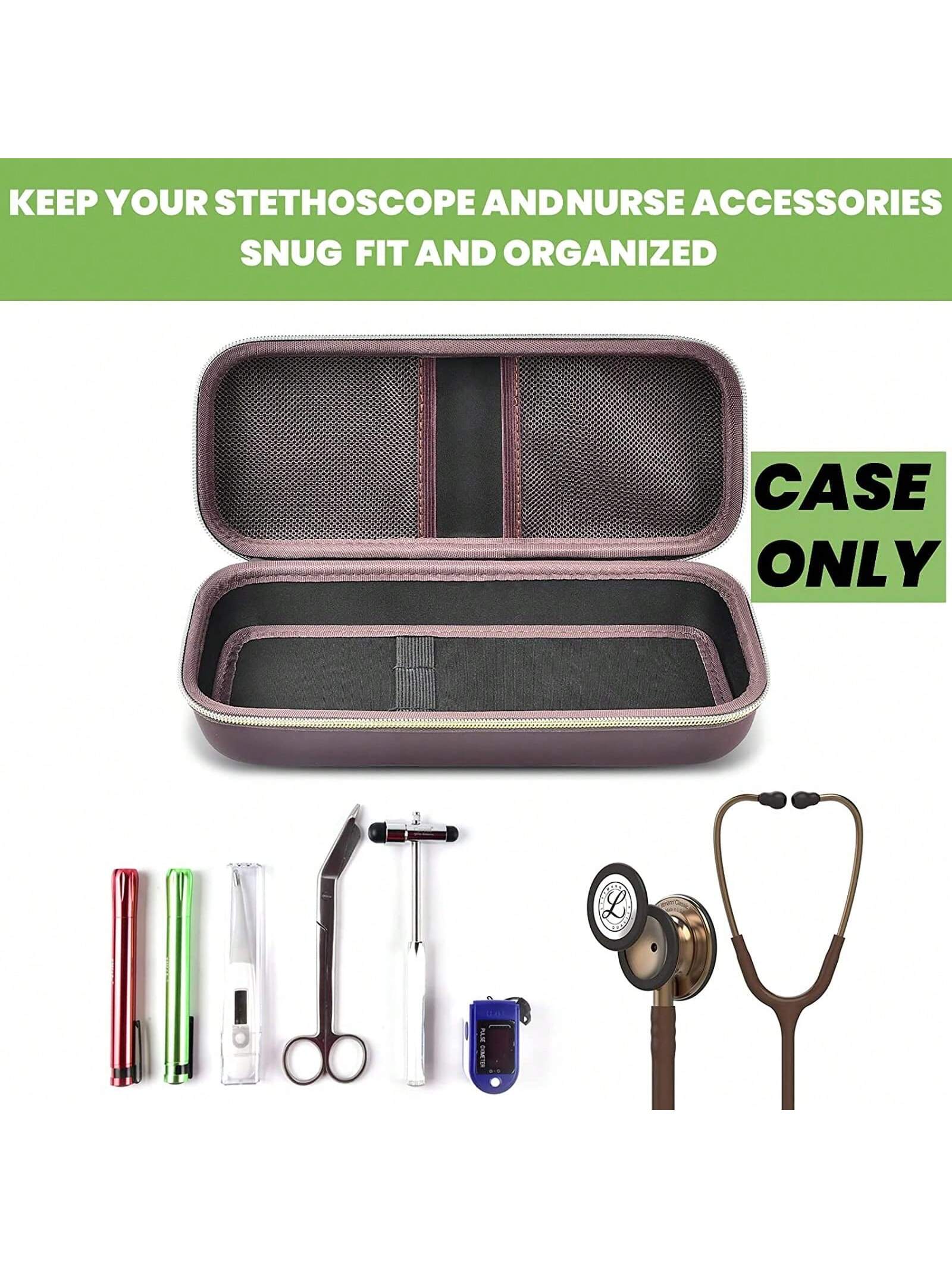 Stethoscope Case Compatible With 3M Littmann Classic III Monitoring/Lightweight II S.E/Cardiology IV Diagnostic/MDF Acoustica Stethoscopes, Extra Pocket For Doctor & Nurse Accessories (Box Only, Steth
