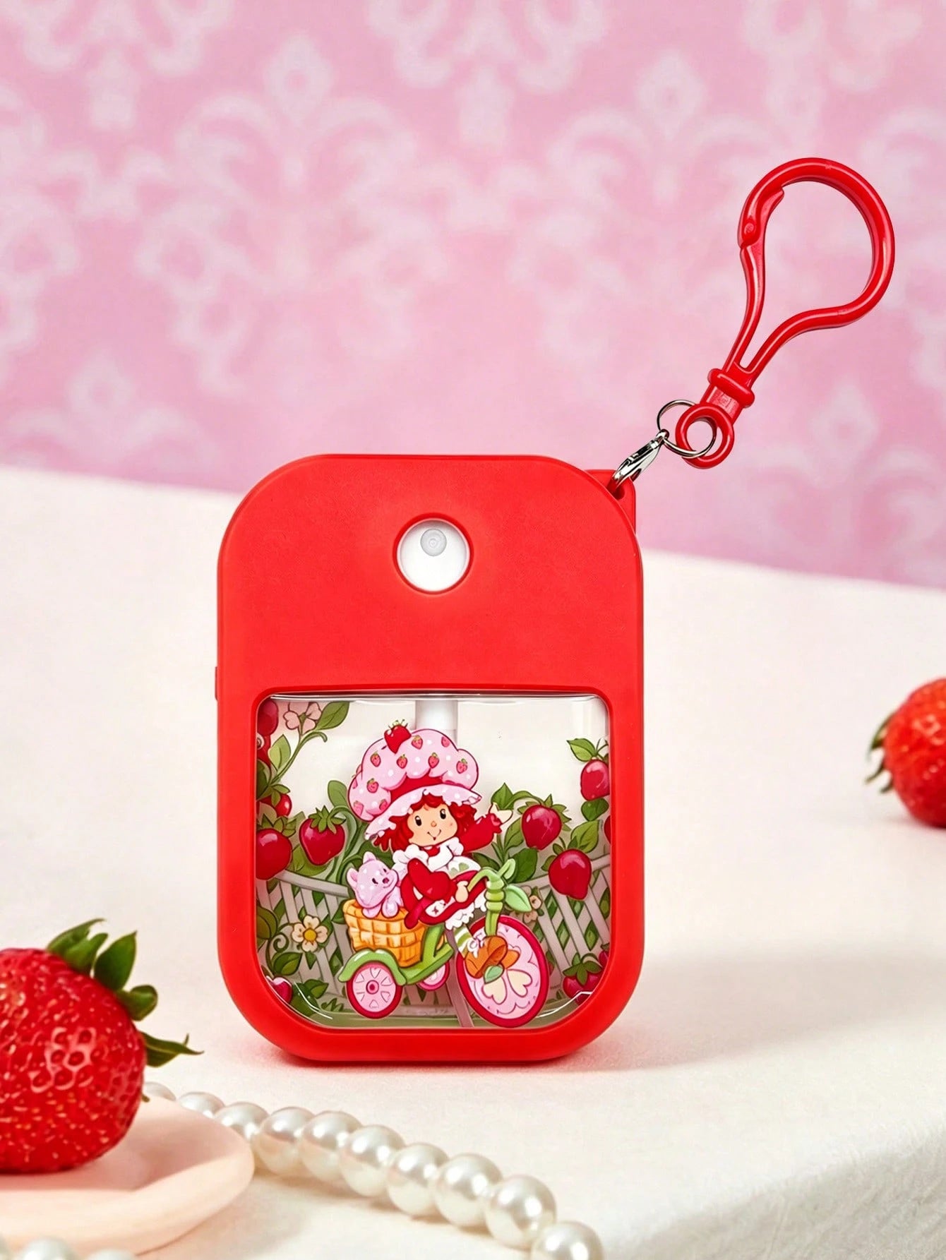 Strawberry Shortcake X 38ML/1.34 OZ, 1 Piece, Refillable Perfume Spray Bottle, Cute Red, Strawberry Shape Moisturizing Spray Bottle, Travel Essential ABS, With Hook And Anti-Drop, Easy To Carry