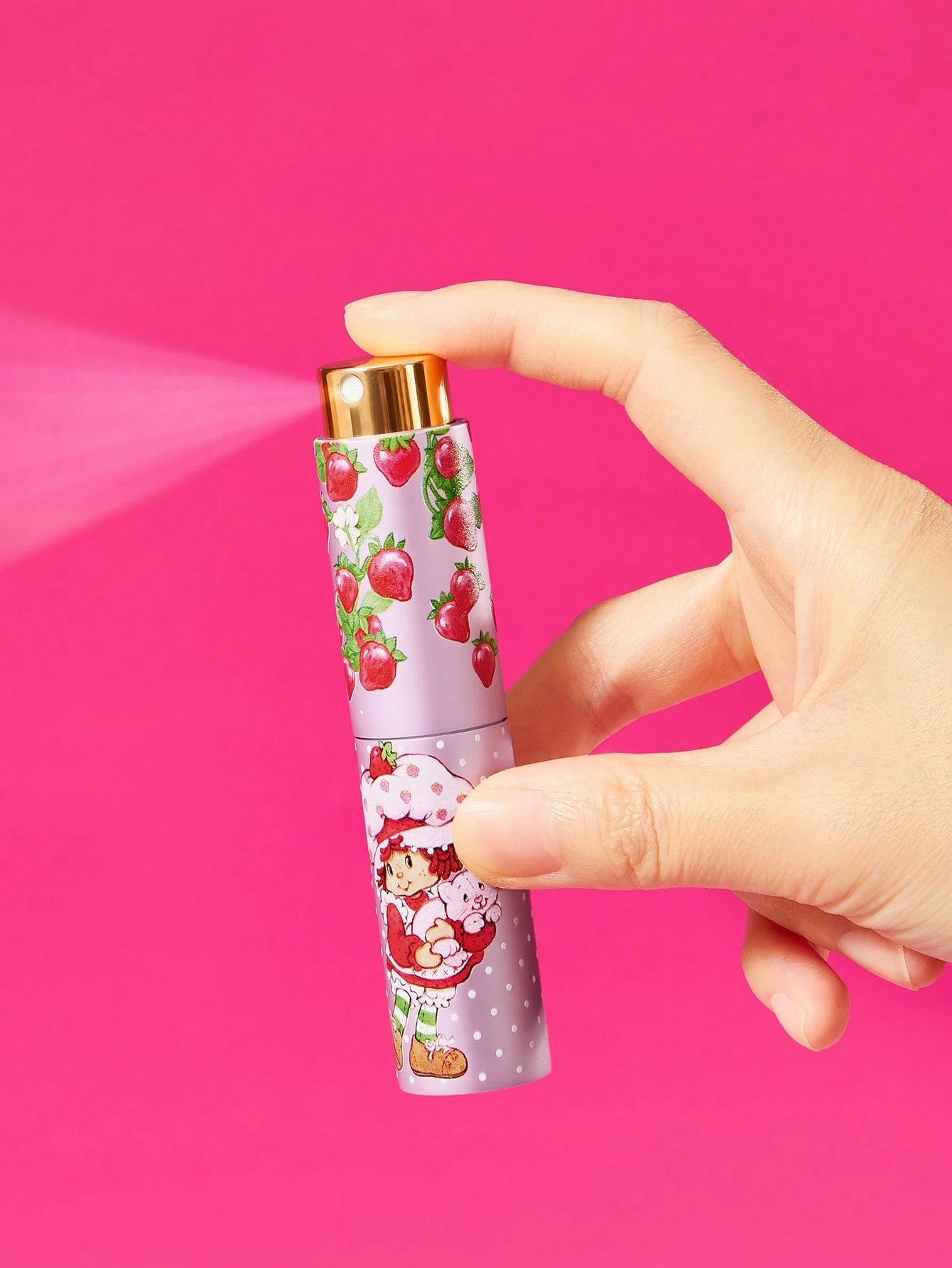 Strawberry Shortcake X 38ML/1.34 OZ, 1 Piece, Refillable Perfume Spray Bottle, Cute Red, Strawberry Shape Moisturizing Spray Bottle, Travel Essential ABS, With Hook And Anti-Drop, Easy To Carry