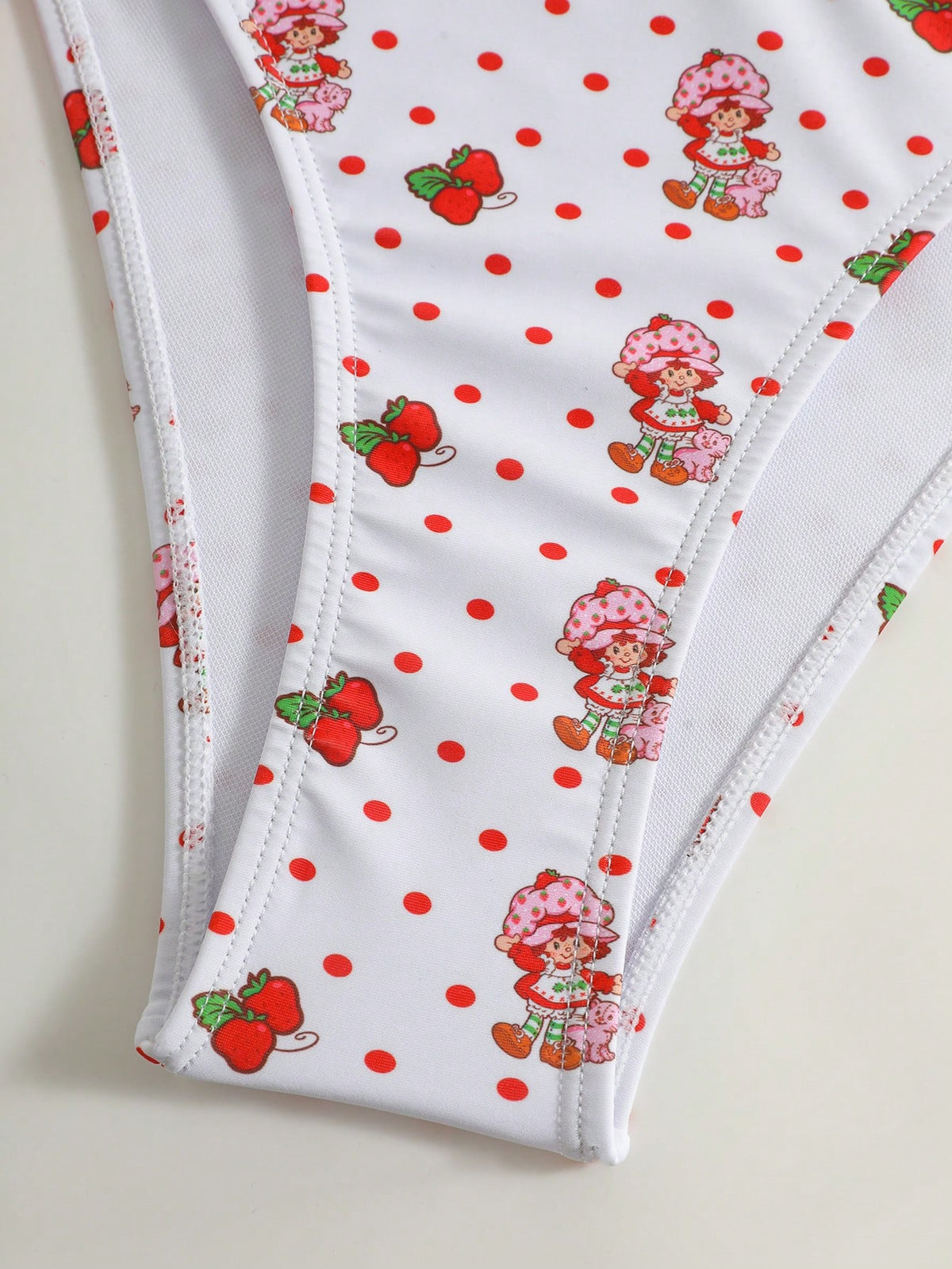 Strawberry Shortcake X Women's Cartoon Polka Dot Strawberry Print Swimsuit Set