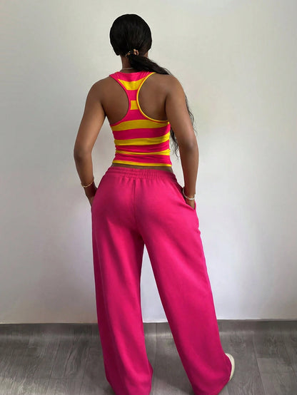 StreetHx Women's Y2K Style Striped 2 Pieces Set, 2000s Streetwear, Autumn/Spring