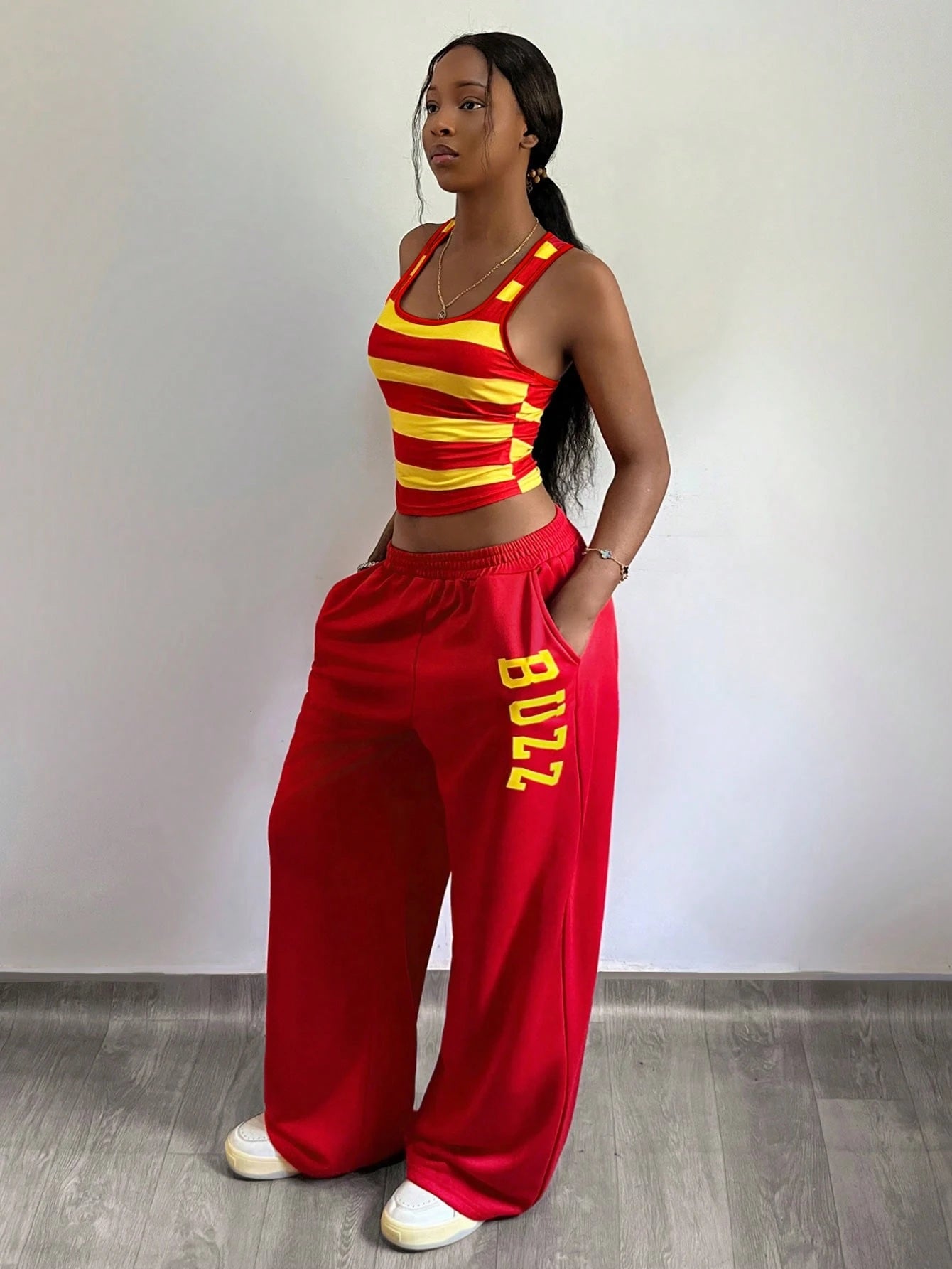 StreetHx Women's Y2K Style Striped 2 Pieces Set, 2000s Streetwear, Autumn/Spring