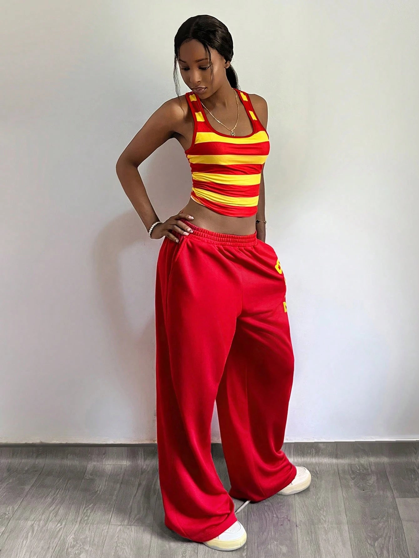 StreetHx Women's Y2K Style Striped 2 Pieces Set, 2000s Streetwear, Autumn/Spring