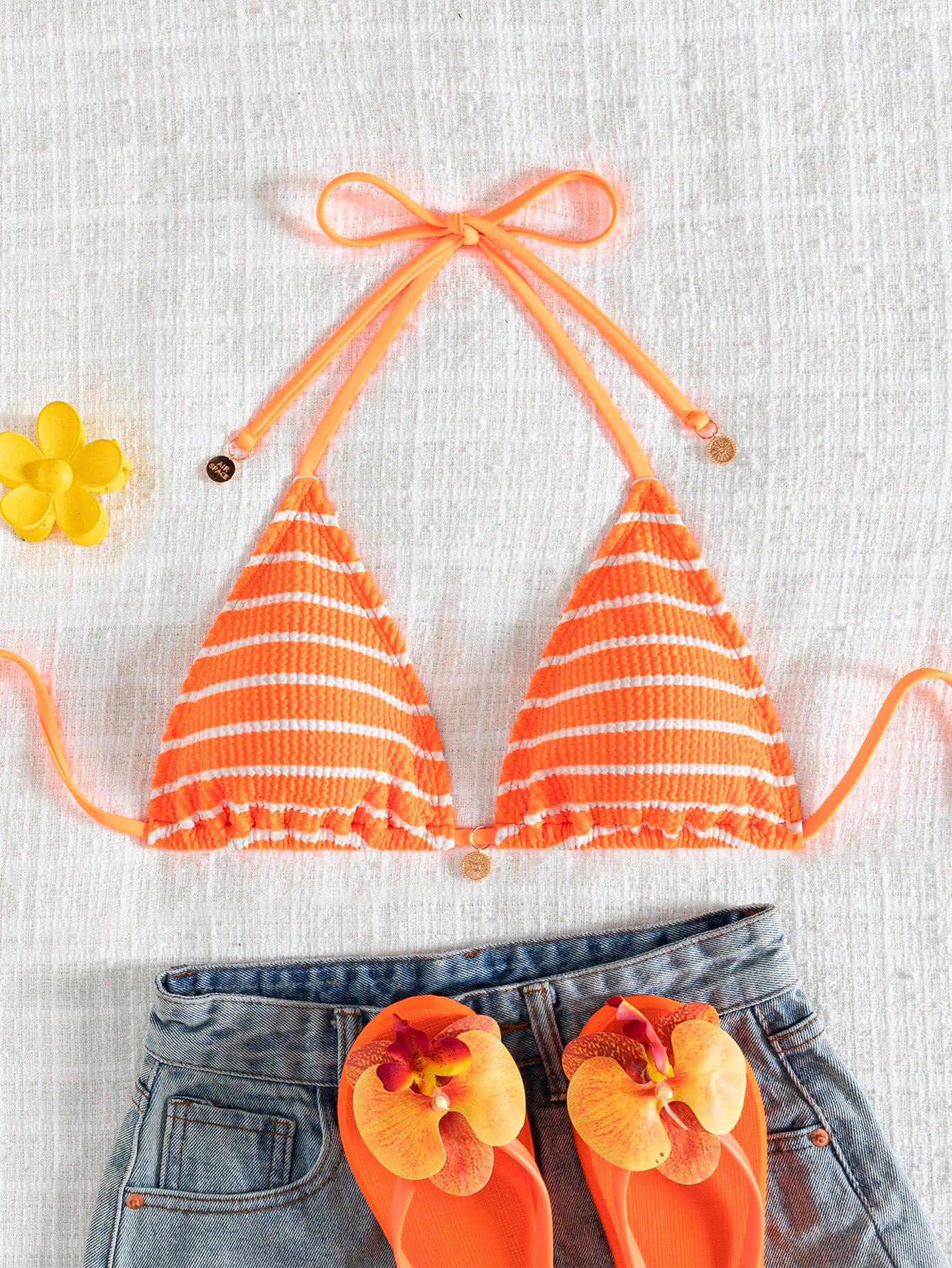 Striped Tie-Up Women's Summer Beach Bikini Top Vacation