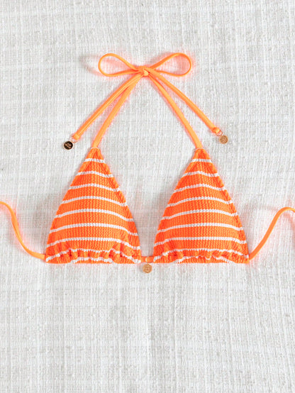 Striped Tie-Up Women's Summer Beach Bikini Top Vacation