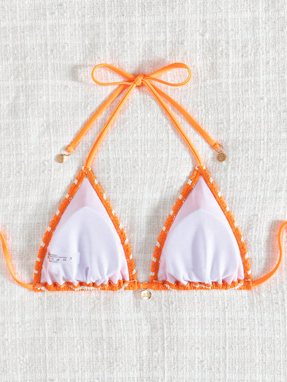 Striped Tie-Up Women's Summer Beach Bikini Top Vacation