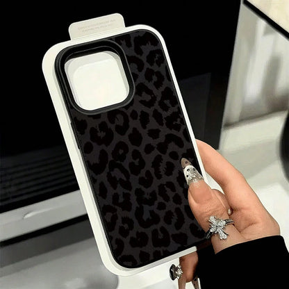 Stylish Black Leopard Print Phone Case Suitable For IPhone 17 16 15 14 13 12 11 Pro Max XS XR X For Galaxy S26 Ultra Plus S25 FE S25 Ultra S24 FE S23 Plus 5G S22 Ultra A54 A55 A56 A57,Full-Coverage TP