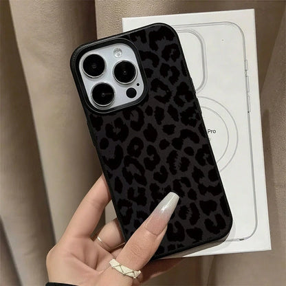 Stylish Black Leopard Print Phone Case Suitable For IPhone 17 16 15 14 13 12 11 Pro Max XS XR X For Galaxy S26 Ultra Plus S25 FE S25 Ultra S24 FE S23 Plus 5G S22 Ultra A54 A55 A56 A57,Full-Coverage TP