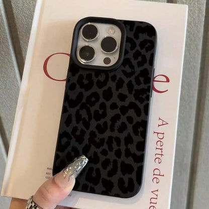 Stylish Black Leopard Print Phone Case Suitable For IPhone 17 16 15 14 13 12 11 Pro Max XS XR X For Galaxy S26 Ultra Plus S25 FE S25 Ultra S24 FE S23 Plus 5G S22 Ultra A54 A55 A56 A57,Full-Coverage TP