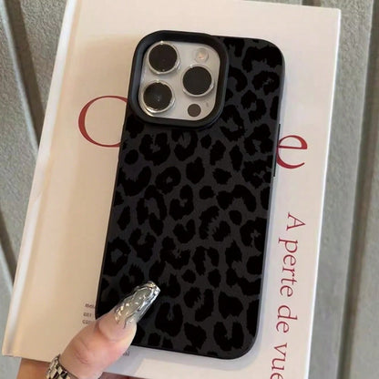 Stylish Black Leopard Print Phone Case Suitable For IPhone 17 16 15 14 13 12 11 Pro Max XS XR X For Galaxy S26 Ultra Plus S25 FE S25 Ultra S24 FE S23 Plus 5G S22 Ultra A54 A55 A56 A57,Full-Coverage TP