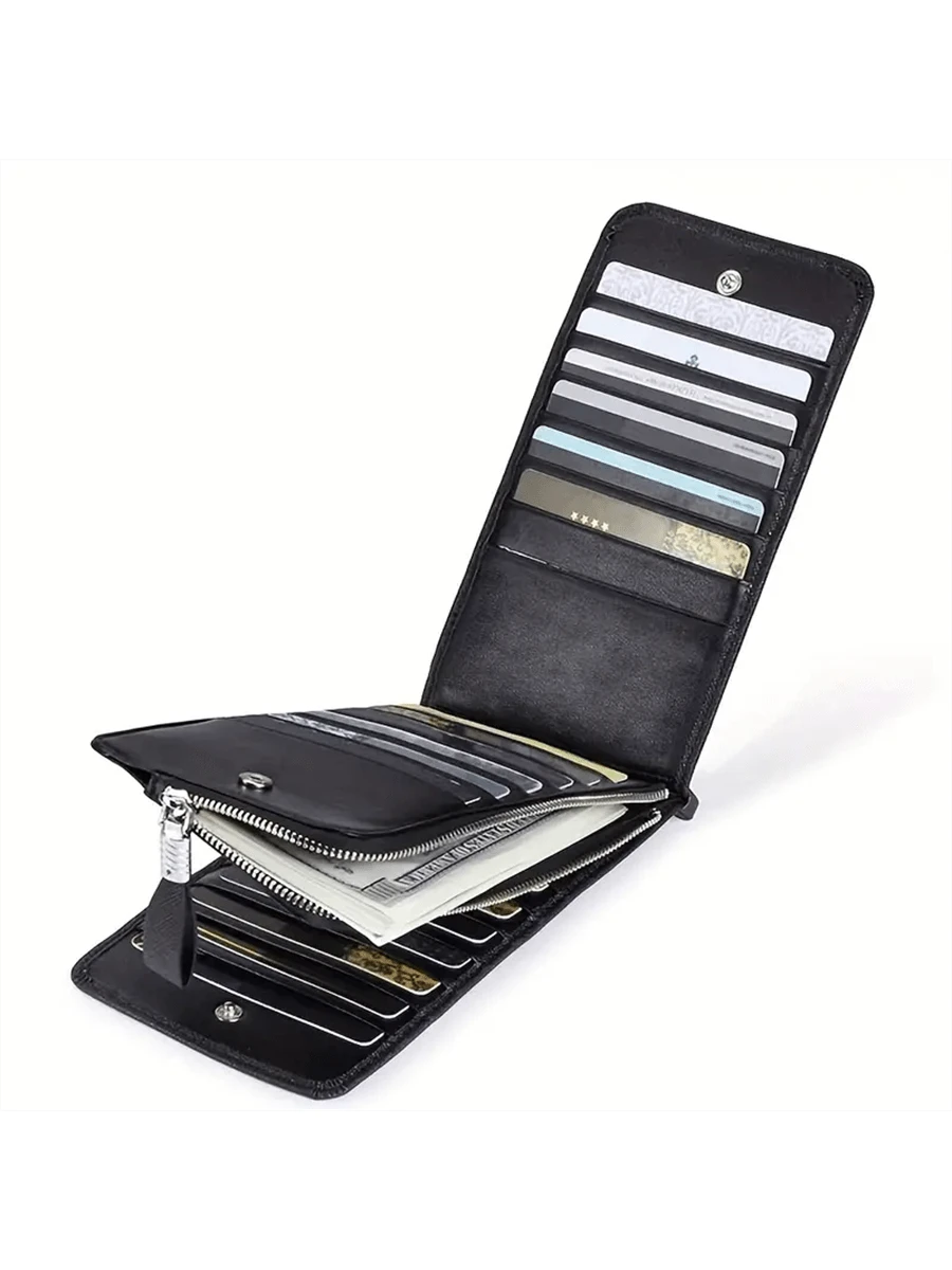 Stylish Faux Leather With Multiple Slots And Zipper Closure Card Holder Wallet Business Card Holder Credit Card Holder,Lanyard With Id Holder
