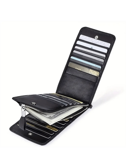 Stylish Faux Leather With Multiple Slots And Zipper Closure Card Holder Wallet Business Card Holder Credit Card Holder,Lanyard With Id Holder