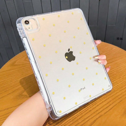 Stylish Polka Dots Clear Flexible Tablet Case With Pencil Slot Shockproof Anti-Scratch Cover Fit IPad11 A16 10th Gen Air 3-7 Mini 6/7 Pro 10.5/11/12.9/13 Inch Women Back To School Gift