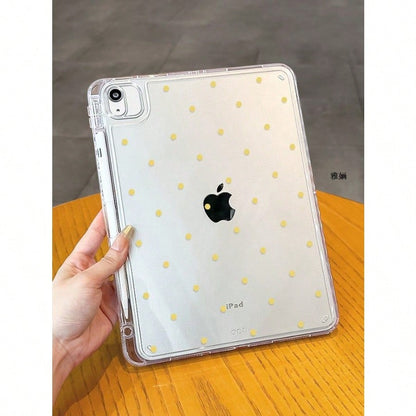 Stylish Polka Dots Clear Flexible Tablet Case With Pencil Slot Shockproof Anti-Scratch Cover Fit IPad11 A16 10th Gen Air 3-7 Mini 6/7 Pro 10.5/11/12.9/13 Inch Women Back To School Gift