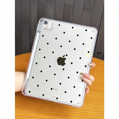 Stylish Polka Dots Clear Flexible Tablet Case With Pencil Slot Shockproof Anti-Scratch Cover Fit IPad11 A16 10th Gen Air 3-7 Mini 6/7 Pro 10.5/11/12.9/13 Inch Women Back To School Gift