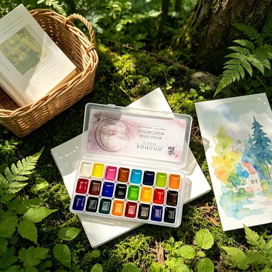Suitable For Professional Artistic Use, 24 Color 1ml Solid Color Portable Watercolor Pigment, Easy To Color, Suitable For Artistic Creation, Festival Card Making, And DIY Graffiti Painting Art