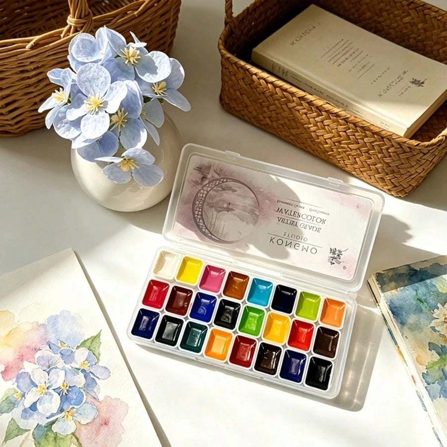 Suitable For Professional Artistic Use, 24 Color 1ml Solid Color Portable Watercolor Pigment, Easy To Color, Suitable For Artistic Creation, Festival Card Making, And DIY Graffiti Painting Art