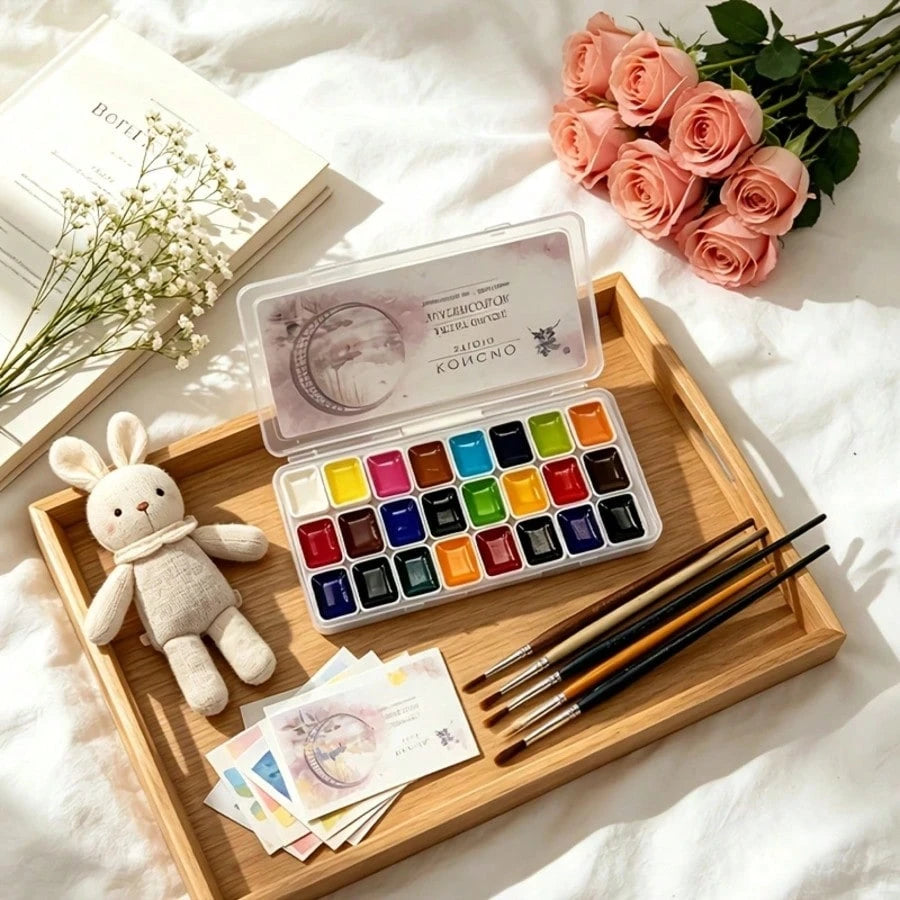 Suitable For Professional Artistic Use, 24 Color 1ml Solid Color Portable Watercolor Pigment, Easy To Color, Suitable For Artistic Creation, Festival Card Making, And DIY Graffiti Painting Art