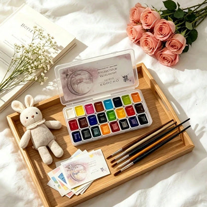 Suitable For Professional Artistic Use, 24 Color 1ml Solid Color Portable Watercolor Pigment, Easy To Color, Suitable For Artistic Creation, Festival Card Making, And DIY Graffiti Painting Art