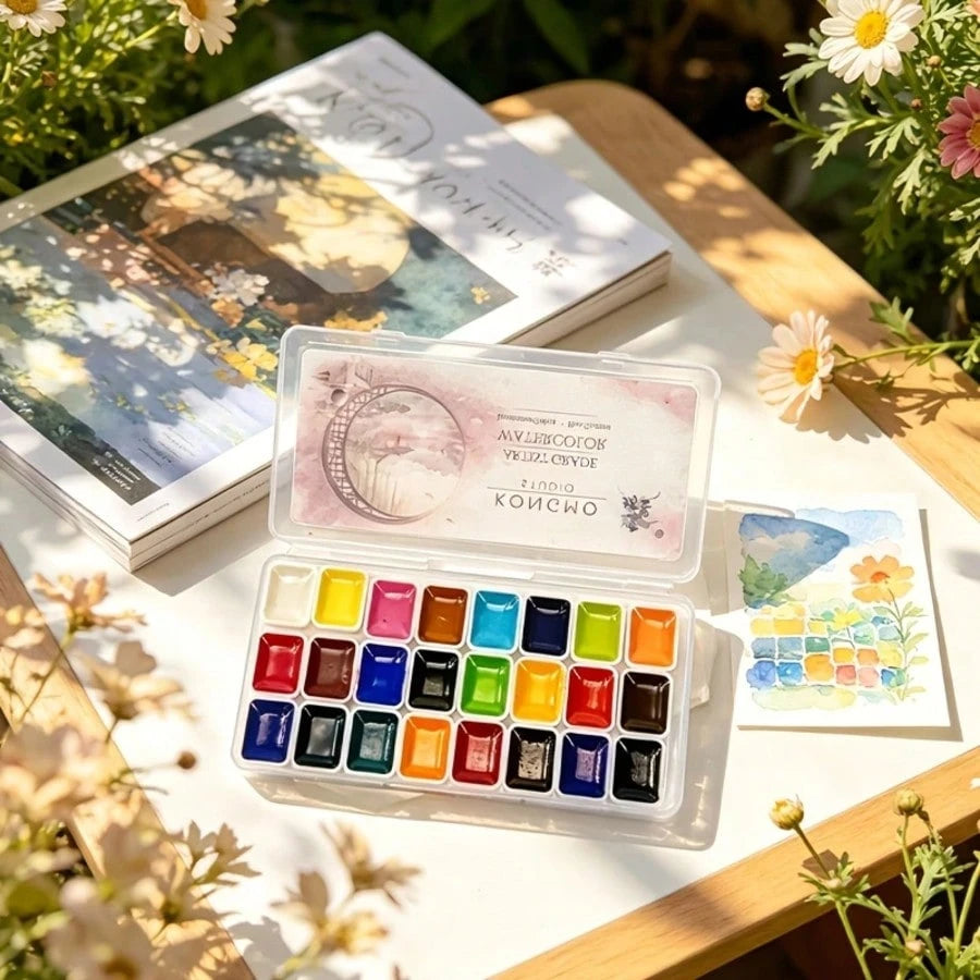 Suitable For Professional Artistic Use, 24 Color 1ml Solid Color Portable Watercolor Pigment, Easy To Color, Suitable For Artistic Creation, Festival Card Making, And DIY Graffiti Painting Art