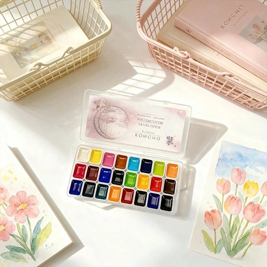 Suitable For Professional Artistic Use, 24 Color 1ml Solid Color Portable Watercolor Pigment, Easy To Color, Suitable For Artistic Creation, Festival Card Making, And DIY Graffiti Painting Art