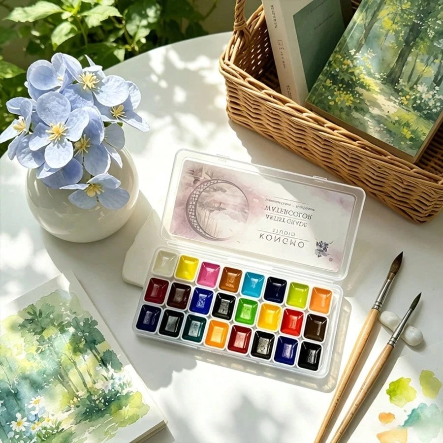 Suitable For Professional Artistic Use, 24 Color 1ml Solid Color Portable Watercolor Pigment, Easy To Color, Suitable For Artistic Creation, Festival Card Making, And DIY Graffiti Painting Art
