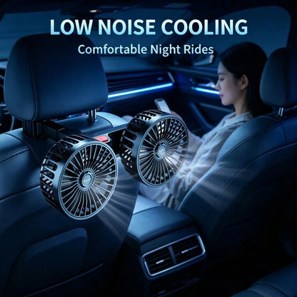 [Summer Cool]360° Rotating Triple-Speed Powerful Rear Seat Dual-Side Car Air Conditioning Fans- Suitable For Sedans, RVs, SUVs. Equipped With Adjustable Clips, This Air Circulation Fan Is Specially D