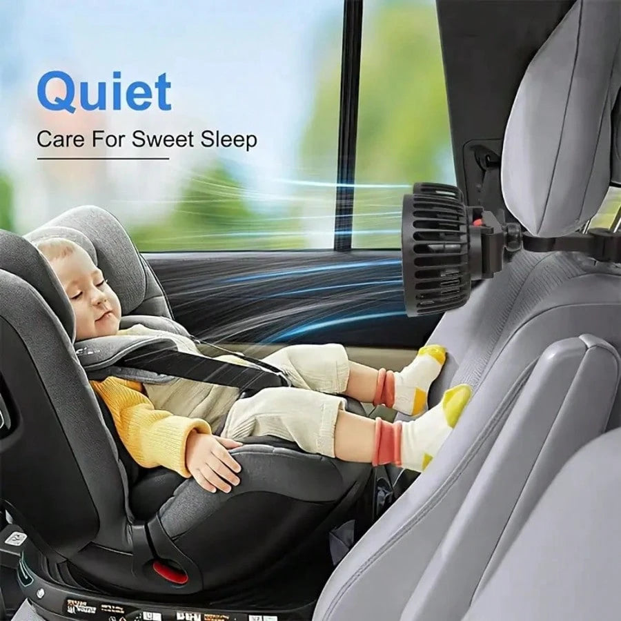 [Summer Cool]360° Rotating Triple-Speed Powerful Rear Seat Dual-Side Car Air Conditioning Fans- Suitable For Sedans, RVs, SUVs. Equipped With Adjustable Clips, This Air Circulation Fan Is Specially D