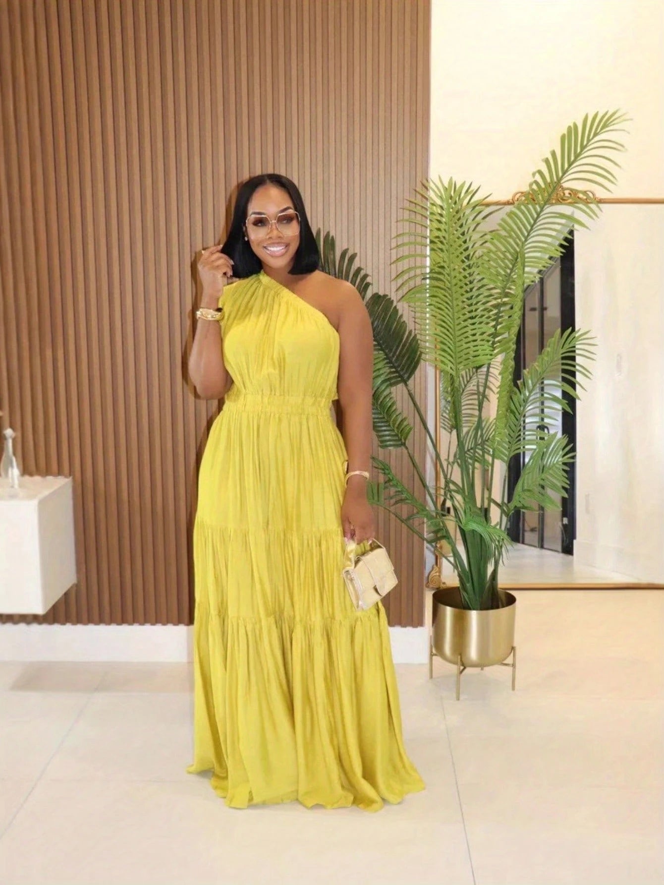 Summer Dresses For WomenSpring And Summer New Women's Fashion Temperament Solid Color Oblique Shoulder Long DressLoose And Comfortabledresses For Wom