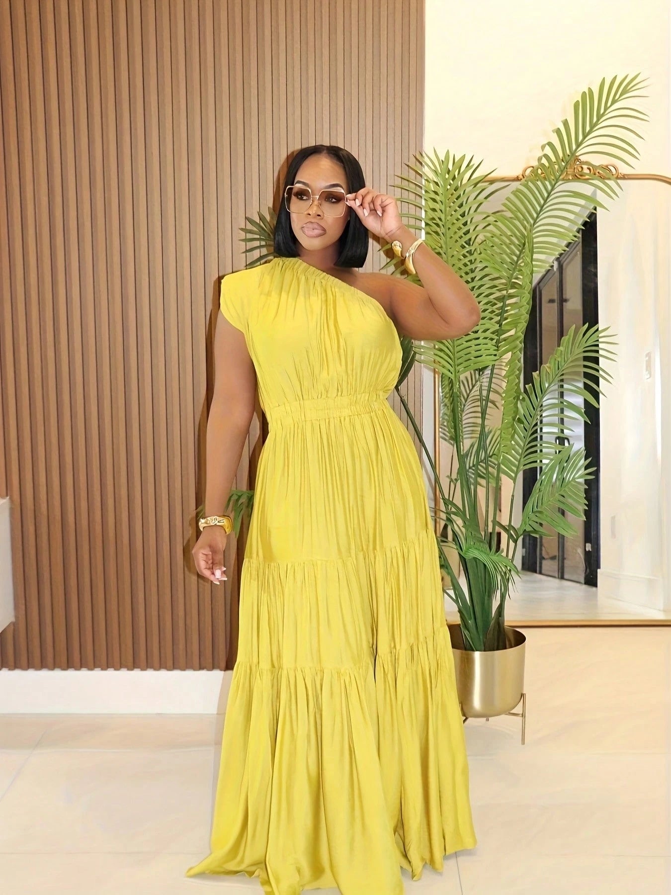 Summer Dresses For WomenSpring And Summer New Women's Fashion Temperament Solid Color Oblique Shoulder Long DressLoose And Comfortabledresses For Wom