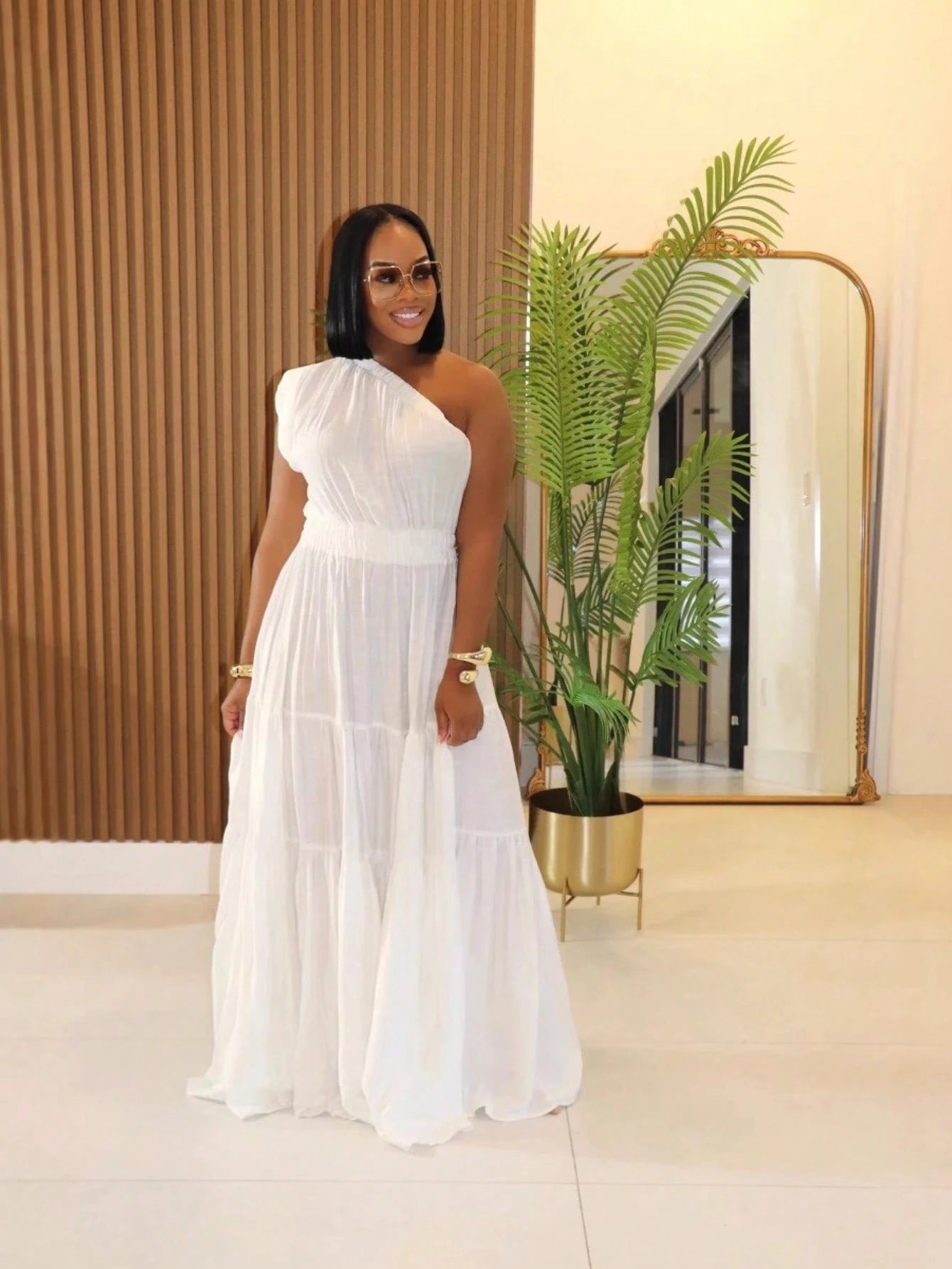 Summer Dresses For WomenSpring And Summer New Women's Fashion Temperament Solid Color Oblique Shoulder Long DressLoose And Comfortabledresses For Wom