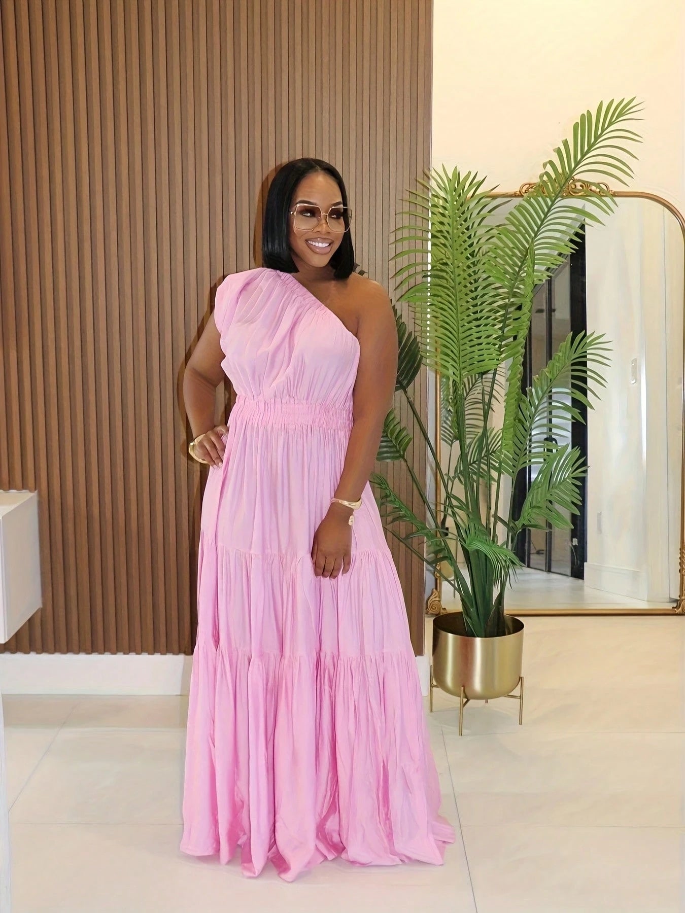 Summer Dresses For WomenSpring And Summer New Women's Fashion Temperament Solid Color Oblique Shoulder Long DressLoose And Comfortabledresses For Wom