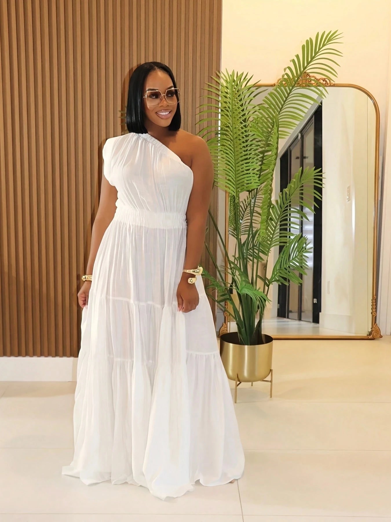 Summer Dresses For WomenSpring And Summer New Women's Fashion Temperament Solid Color Oblique Shoulder Long DressLoose And Comfortabledresses For Wom