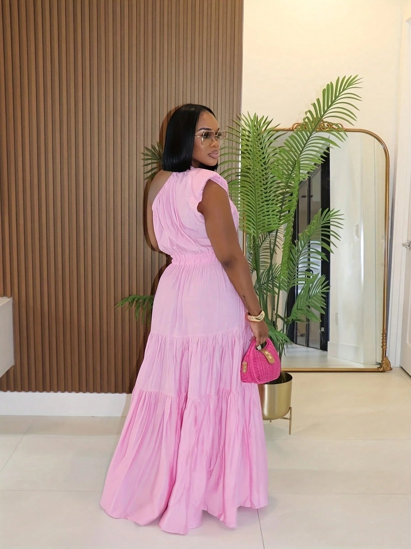 Summer Dresses For WomenSpring And Summer New Women's Fashion Temperament Solid Color Oblique Shoulder Long DressLoose And Comfortabledresses For Wom