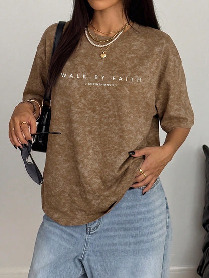 Summer New Casual Loose Round Neck Tie-Dye Print Short Sleeve T-Shirt, Fashionable Versatile Blouse For Women