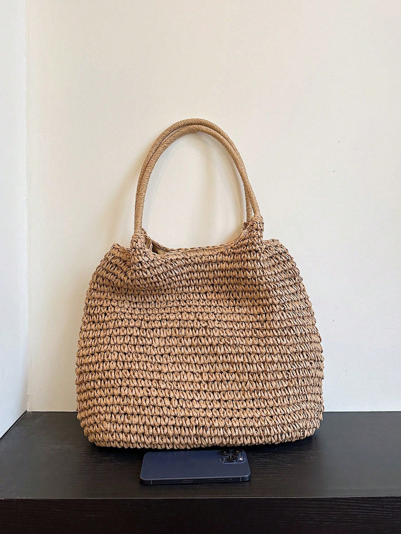 Summer Popular Straw Woven Tote Large Bag Women's New Style Beach Vacation Straw Woven Bag Large Capacity Shoulder Bag Handbag