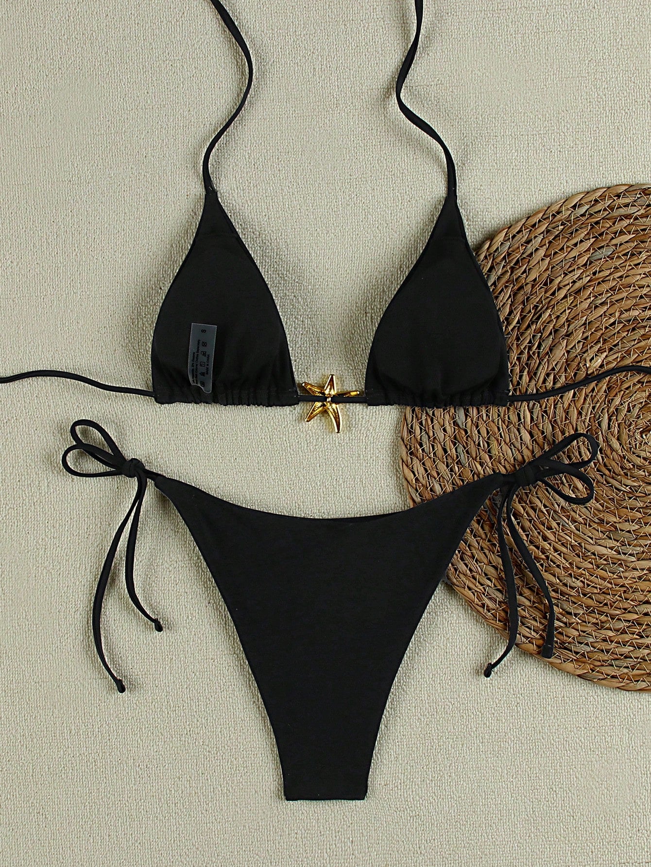 Summer Sexy Metal Starfish Decor Solid Color Women's Bikini Two Pieces Set, Beach Vacation Party Fashion Elegant Casual Swimsuit Set