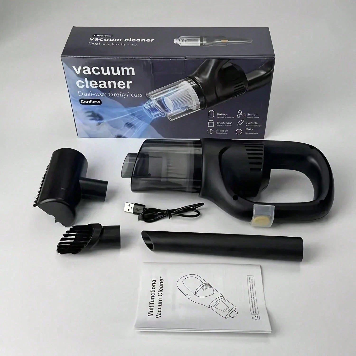 Super Handheld Vacuum Cleaner| Cordless Rechargeable, Lightweight Portable, Strong Suction, High Efficiency, Home & Car Use