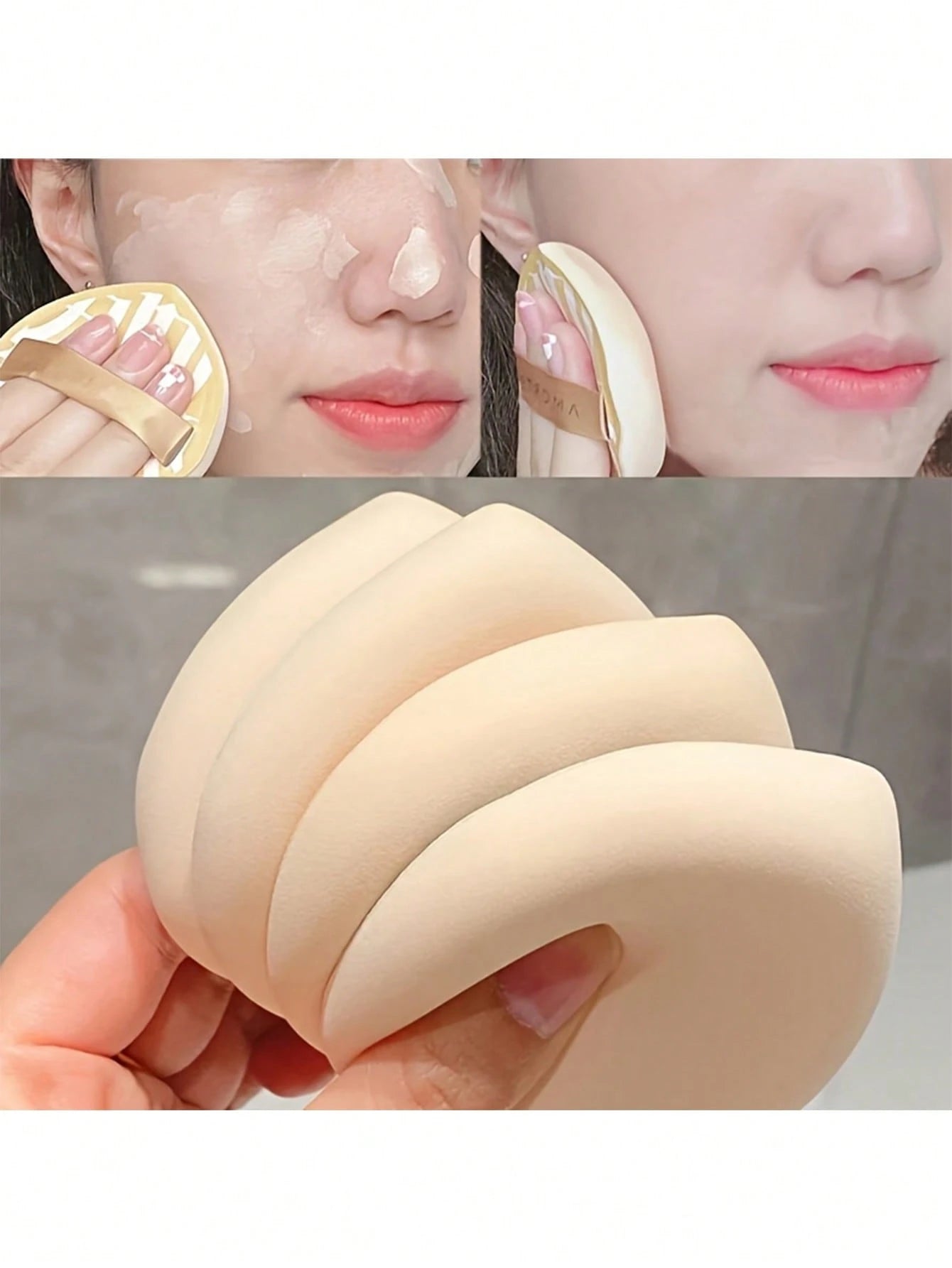 Super Soft Triangle Makeup Powder Puff, Wet & Dry Dual-Use Reusable Washable Hydrophilic Polyurethane Cushion Sponge, Non-Absorbent Foundation Blender For Liquid Cream Powder, Contour Makeup Tool, Bac