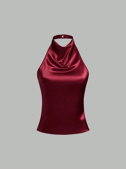 Sweetra Backless Tie Strap Sleeveless Minimalist Design Summer Camisole